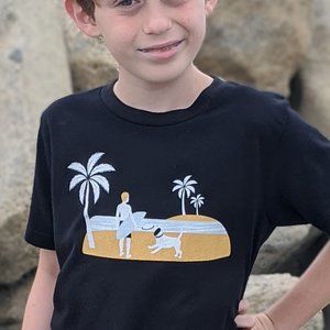 Fetch The Sun Boy's Surf T-Shirt | Black Summer Clothes, Dog Lover Tee